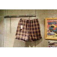 WASHED PLAID ELASTIC WAIST SHORT