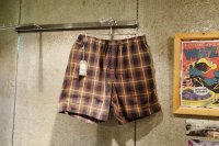 WASHED PLAID ELASTIC WAIST SHORT