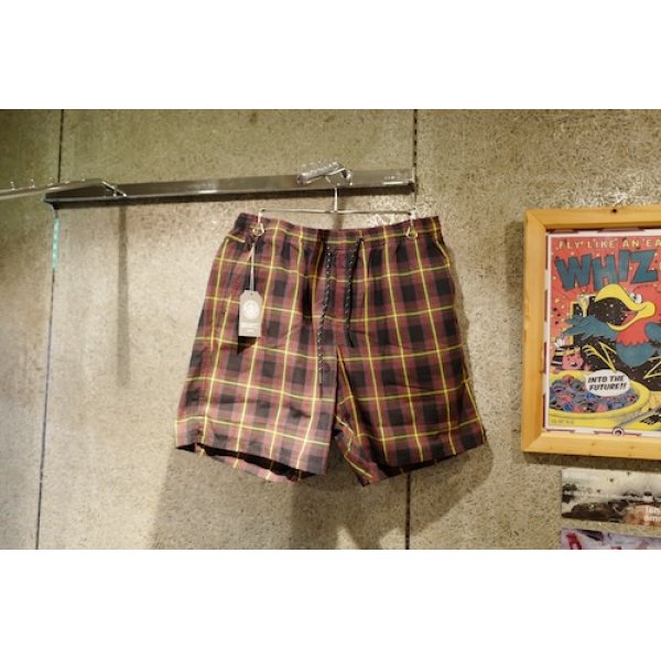 画像1: WASHED PLAID ELASTIC WAIST SHORT