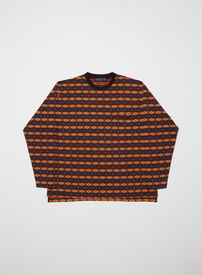 JACQUARD CREW NECK LS TEE